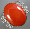 ANTIQUE EXTRA LARGE 1.0CT OLD MINE DIAMOND & AAA CORAL 14KT WHITE GOLD FUN RING