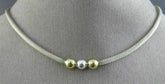ESTATE 14KT YELLOW GOLD & 925 SILVER BEADED PAST PRESENT FUTURE NECKLACE #26204