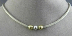 ESTATE 14KT YELLOW GOLD & 925 SILVER BEADED PAST PRESENT FUTURE NECKLACE #26204