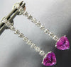 5.20CT DIAMOND & AAA PINK SAPPHIRE 18KT WHITE GOLD HEART SHAPE HANGING EARRINGS