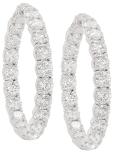 EXTRA LARGE 16.5CT DIAMOND 18K WHITE GOLD ROUND SHARED PRONG INSIDE OUT EARRINGS