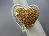 EXTRA LARGE 3.90CT WHITE & FANCY YELLOW DIAMOND 18K 2 TONE GOLD HEART LOVE RING