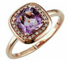 1.54CT DIAMOND & AAA AMETHYST 14K ROSE GOLD CUSHION SQUARE HALO CLASSIC FUN RING