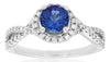 1.3CT DIAMOND & AAA TANZANITE 14KT WHITE GOLD 3D ROUND HALO INFINITY LOVE RING