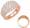 ESTATE LARGE 1.70CT DIAMOND 14KT ROSE GOLD MULTI ROW GRADUATING ANNIVERSARY RING