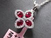 ESTATE .53CT DIAMOND & AAA RUBY 14KT WHITE GOLD MULTI LEAF FLOWER LOVE PENDANT