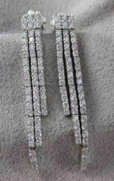 ESTATE 1.70CTW DIAMOND 14K WHITE GOLD HANGING DANGLE PUSHBACK EARRINGS 44MM #600