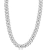 WIDE 27.03CT DIAMOND 14KT WHITE GOLD CLASSIC CUBAN UNISEX ETERNITY LOVE NECKLACE