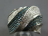 LARGE 1.72CT WHITE & BLUE DIAMOND 14K WHITE GOLD MULTI LEAF CRISS CROSS FUN RING