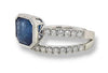 LARGE 2.89CT DIAMOND & AAA SAPPHIRE 18K WHITE GOLD 3D BEZEL CRISS CROSS FUN RING