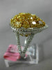EXTRA LARGE 4.2CT WHITE & INTENSE YELLOW DIAMOND 18K 2 TONE GOLD PEAR SHAPE RING