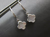 AAA MOTHER OF PEARL 14KT WHITE GOLD 4 LEAF CLOVER FLOWER HANGING EARRINGS #27007