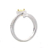 WIDE 1.15CT WHITE & FANCY YELLOW DIAMOND 18K 2 TONE GOLD 3D PEAR SHAPE LEAF RING