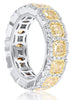 LARGE 5.55CT WHITE & INTENSE CANARY DIAMOND 18K 2 TONE GOLD 3D ANNIVERSARY RING