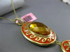 ESTATE 10.25CT DIAMOND & CITRINE 14KT YELLOW GOLD ORANGE ENAMEL FILIGREE PENDANT