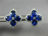 ESTATE LARGE 3.79CT DIAMOND & AAA SAPPHIRE 18KT WHITE GOLD FLOWER STUD EARRINGS