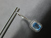 1.87CT DIAMOND & AAA BLUE TOPAZ 14KT WHITE GOLD HALO LEVERBACK HANGING EARRINGS