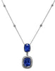 LARGE 4.62CT DIAMOND & AAA SAPPHIRE 18KT WHITE GOLD 3D CUSHION & ROUND NECKLACE