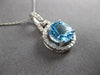 LARGE 2.42CT DIAMOND & AAA BLUE TOPAZ 14K WHITE GOLD ROUND HALO FLOATING PENDANT