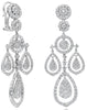 LARGE 7.82CT DIAMOND 18KT WHITE GOLD 3D MULTI TEAR DROP FLORAL HANGING EARRINGS