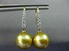 LARGE .30CT DIAMOND & GOLDEN SOUTH SEA PEARL 14KT YELLOW GOLD HANGING EARRINGS