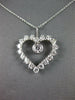 1.38CT DIAMOND 14KT WHITE GOLD SOLITAIRE OPEN HEART LOVE FLOATING PENDANT #27290