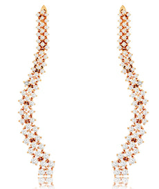 ESTATE 3.58CT DIAMOND 14KT ROSE GOLD 3 ROW FLEXIBLE CHANDELIER HANGING EARRINGS