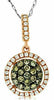 .41CT WHITE & CHOCOLATE FANCY DIAMOND 14KT ROSE GOLD CLUSTER FLOWER HALO PENDANT