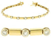 ESTATE 1.02CT DIAMOND 14KT 2 TONE GOLD ROUND BEZEL BAR CLASSIC TENNIS BRACELET