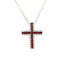 ESTATE .69CT DIAMOND & AAA RUBY 18K WHITE GOLD 3D CLASSIC CROSS FLOATING PENDANT