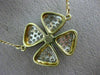 ESTATE LARGE 1.10CT DIAMOND 18K TWO TONE GOLD 3D FLOWER SHAMROCK NECKLACE 10727