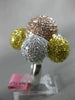 ESTATE EXTRA LARGE 7.21CT MULTI COLOR DIAMOND 18K TRI COLOR GOLD FLOWER FUN RING