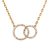 ESTATE .42CT DIAMOND 18KT YELLOW GOLD 3D DOUBLE CIRCULAR LOVE KNOT FUN NECKLACE