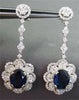 ANTIQUE LARGE 13.33CTW DIAMOND & AAA SAPPHIRE 18KT WHITE GOLD HANGING EARRINGS