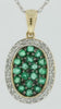 .82CT DIAMOND & AAA EMERALD 14KT YELLOW GOLD 3D CLUSTER OVAL CLASSIC FUN PENDANT