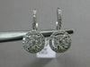 ESTATE .88CT DIAMOND 18KT WHITE GOLD 3D CLASSIC HALO LEVERBACK HANGING EARRINGS