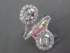 LARGE 1.06CT DIAMOND 18K WHITE GOLD ROUND & BAGUETTE INVISIBLE CRISS CROSS RING