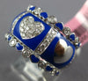 WIDE 1.03CT DIAMOND & BLUE ENAMEL 18KT WHITE GOLD MULTI HEART ETERNITY LOVE RING