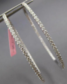 EXTRA LARGE 2.30CT DIAMOND 14KT WHITE GOLD 3D INSIDE OUT HOOP HANGING EARRINGS