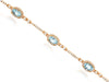 3.90CT DIAMOND & AAA AQUAMARINE 14KT ROSE GOLD 3D OVAL & ROUND TENNIS BRACELET