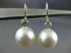 ESTATE LARGE .20CT DIAMOND & AAA SOUTH SEA PEARL 18K WHITE GOLD HANGING EARRINGS