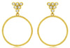 0.20CT DIAMOND 14KT YELLOW GOLD ROUND BEZEL TRIANGULAR OPEN HOOP HANGING EARRINGS