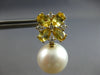 5.02CT DIAMOND & AAA YELLOW SAPPHIRE & SOUTH SEA PEARL 18K YELLOW GOLD EARRINGS