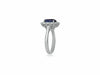 GIA CERTIFIED 4.72CT DIAMOND & AAA SAPPHIRE 18KT WHITE GOLD HALO ENGAGEMENT RING
