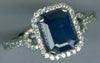 2.03CT DIAMOND & AAA SAPPHIRE 14K WHITE GOLD EMERALD CUT & ROUND ENGAGEMENT RING