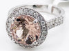 LARGE 3.94CT DIAMOND & AAA MORGANITE 18KT WHITE GOLD ROUND HALO ENGAGEMENT RING