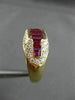 ANTIQUE WIDE 2.3CT DIAMOND & RUBY 18K YELLOW GOLD PAST PRESENT FUTURE RING 22031