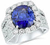 LARGE 8.61CT DIAMOND & AAA SAPPHIRE 18KT WHITE GOLD 3D ROUND SQUARE MENS RING