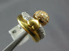 .62CT DIAMOND 18K TRI COLOR GOLD 3D DOUBLE ROW HEART DOME FLEXIBLE FLOATING RING