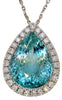EXTRA LARGE 24.75CT DIAMOND & AAA AQUAMARINE 18KT WHITE GOLD TEAR DROP NECKLACE
